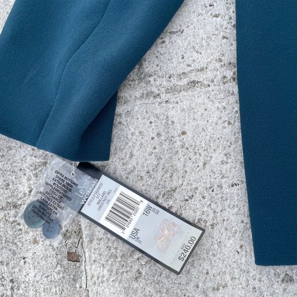 Le Suit Women Blazer Blue Coat Jacket With Scarf New w/ Tag Size 16 $240 - Picture 6 of 10